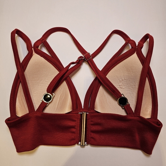 Custom handmade red stretch knit spaghetti straps cropped top size S US - Picture 5 of 8